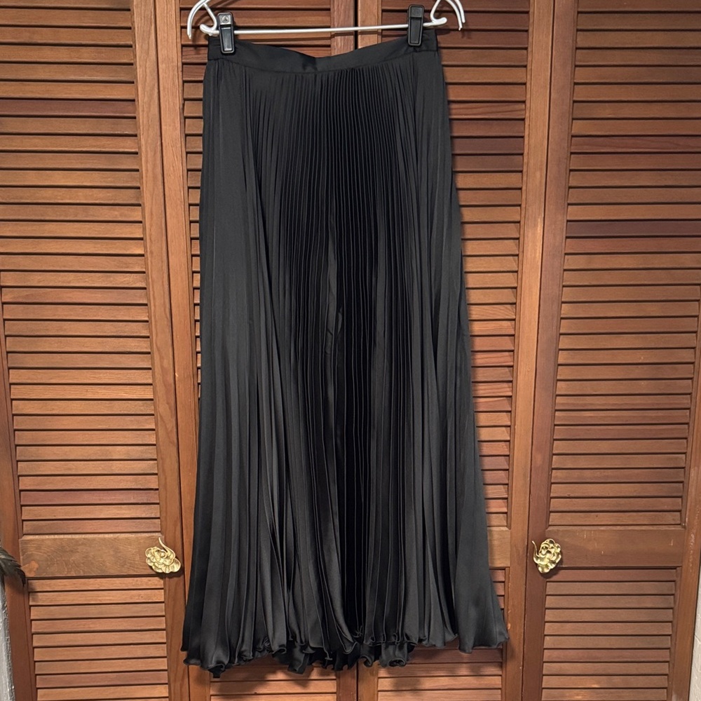 Lora Gene Alaia Black Sun Ray Pleated Maxi Skirt UK12 Fits like US6